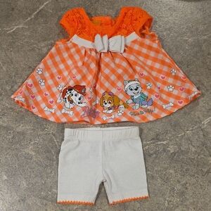 (J59) Nickelodeon Orange and White Kids Matching Set Sz NB